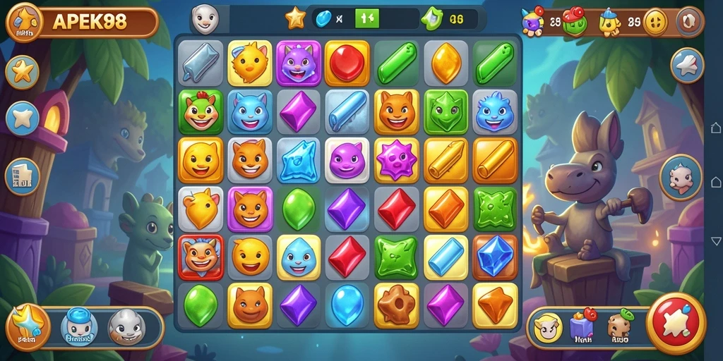 Tampilan gameplay APEK88 dengan kombinasi warna kaya.