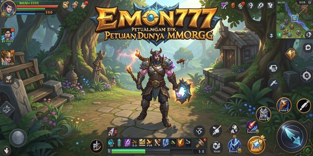 Screenshot gameplay EMON777 menampilkan pertempuran seru dalam dunia MMORPG.