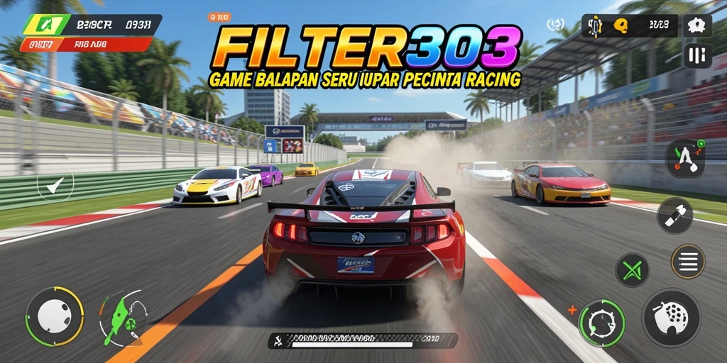 Tampilan gameplay menarik dari FILTER303 dengan mobil balap yang cepat.