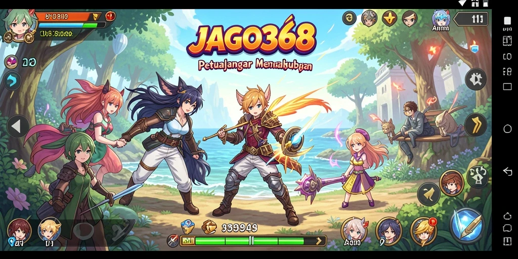 Tampilan gameplay anime yang menarik dengan karakter dinamis.