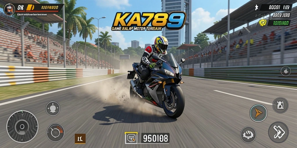 Tampilan gameplay seru dari KA789 menghadirkan balapan motor yang mendebarkan dan kompetitif.