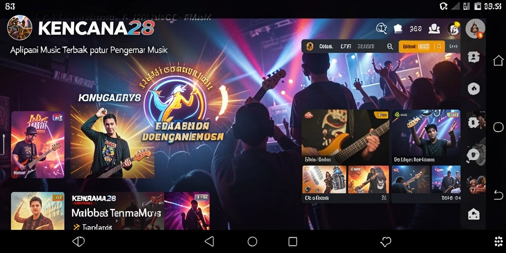 Screenshot KENCANA28 menampilkan antarmuka yang menarik dan fitur musik interaktif.