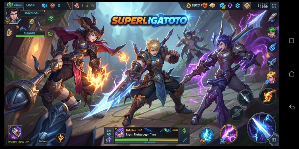 Tampilan gameplay epik dalam SUPERLIGATOTO yang menarik perhatian.